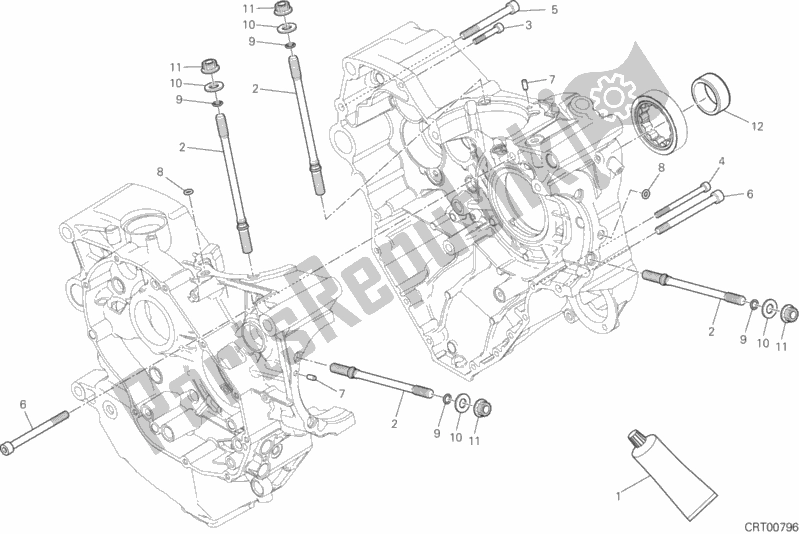 All parts for the 10a - Half-crankcases Pair of the Ducati Diavel Xdiavel Thailand 1260 2019